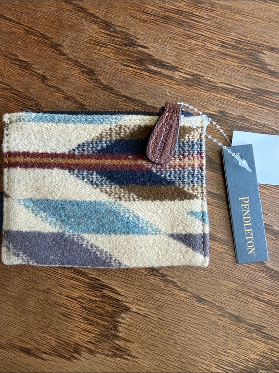 Pendleton Handbags - Pendleton Wool Zip Pouch in Cream, Blue & Brown